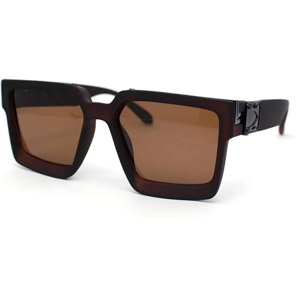 Men's Oversized Square Sunglasses‎ Brown Tinted Lenses Bold Frame Style Lentes